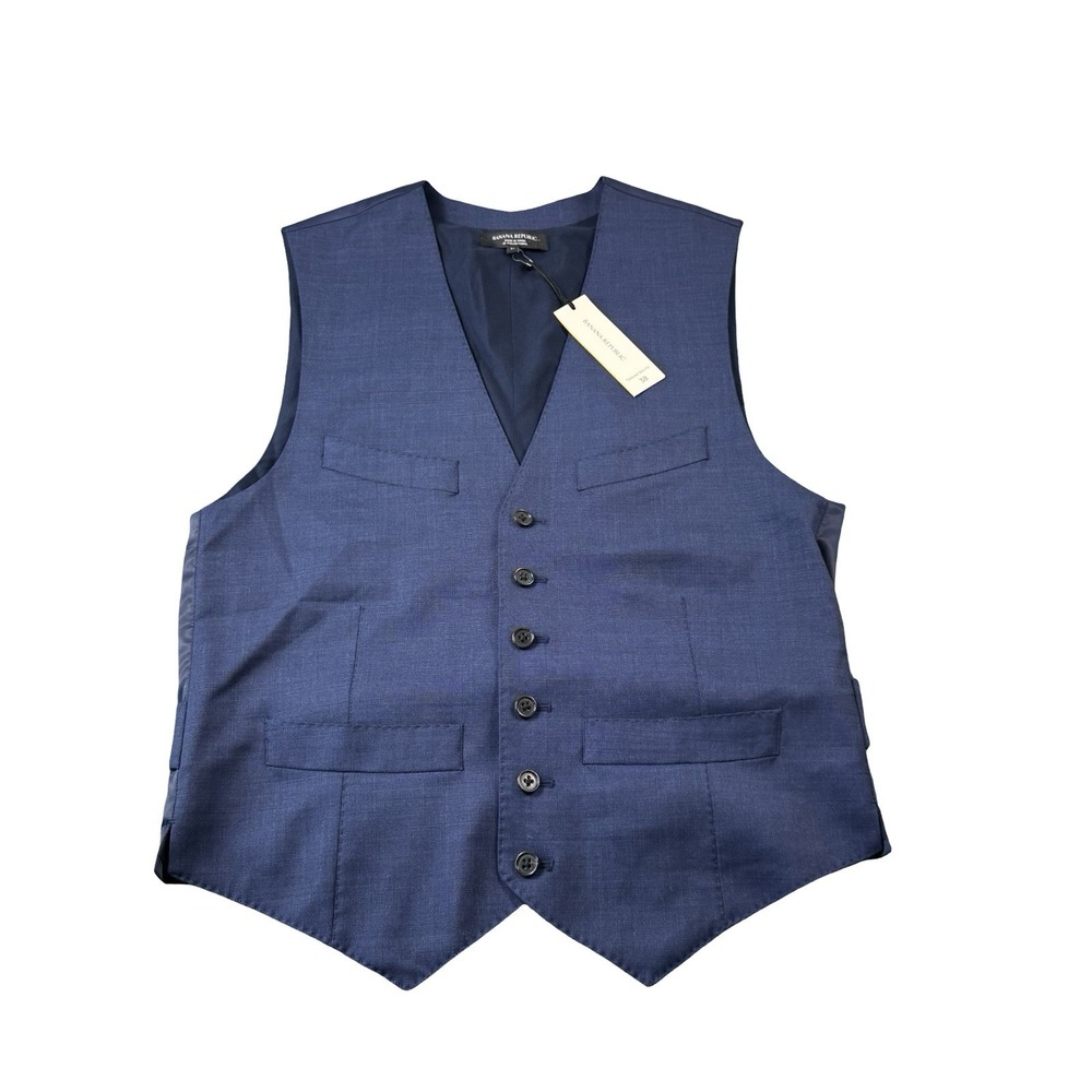 Banana Republic Blue Reda Flexino Mens Wool Suit Vest Waistcoat 38 NWT